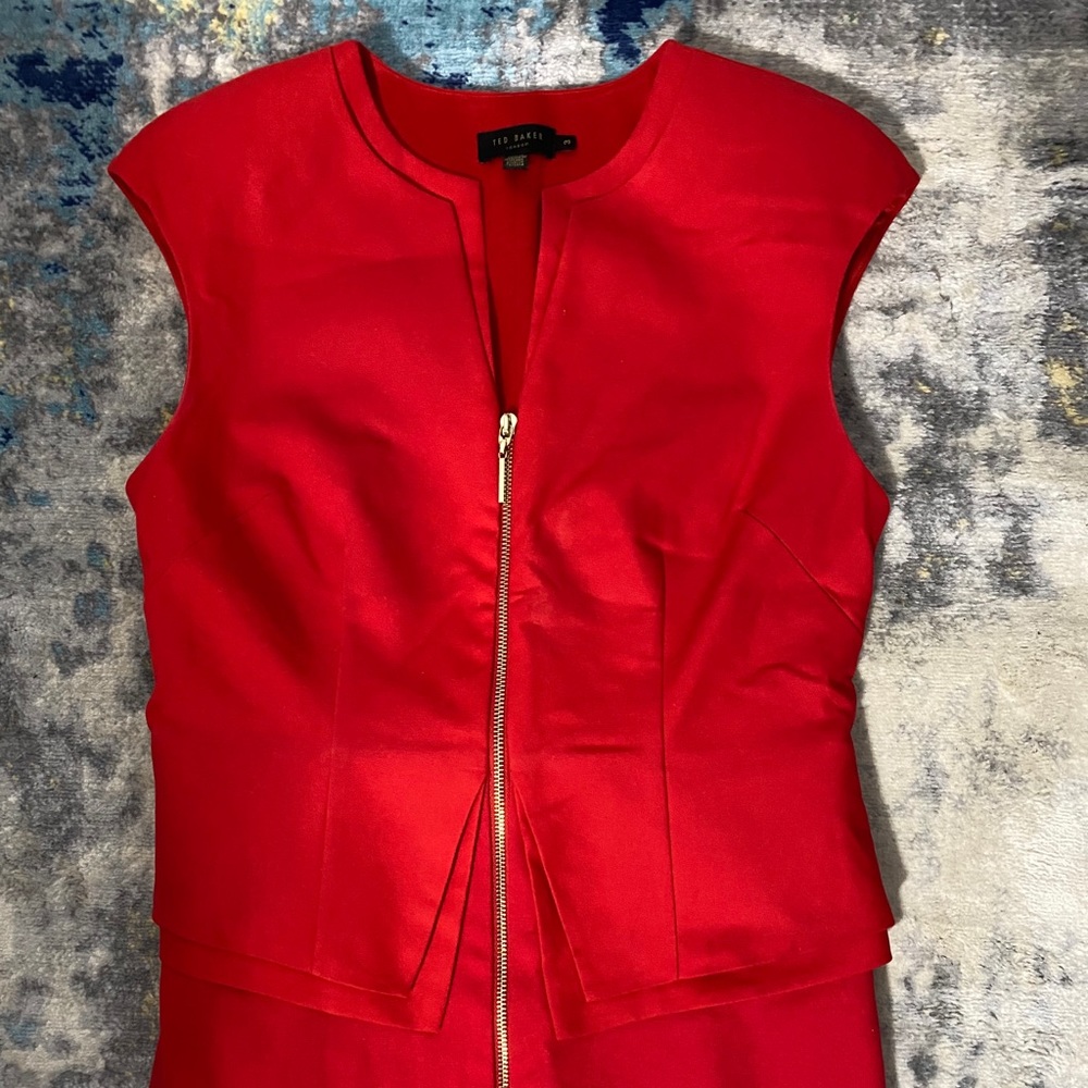 - "Ted Baker Kwyli Zip Peplum Dress, Red"